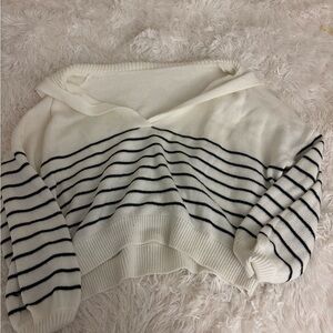 Striped White and Black Women's Sweater